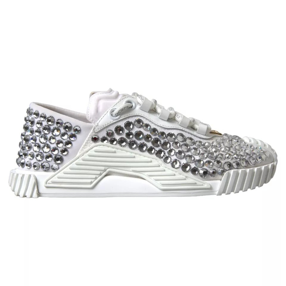 Dolce & Gabbana Embellished White NS1 Canvas & Leather Sneakers for Women