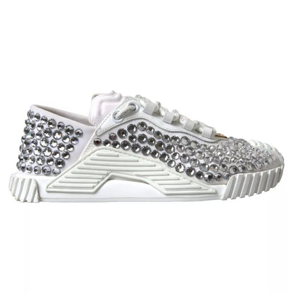 Dolce & Gabbana Embellished White NS1 Canvas & Leather Sneakers for Women