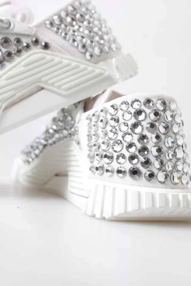 Dolce & Gabbana Embellished White NS1 Canvas & Leather Sneakers for Women