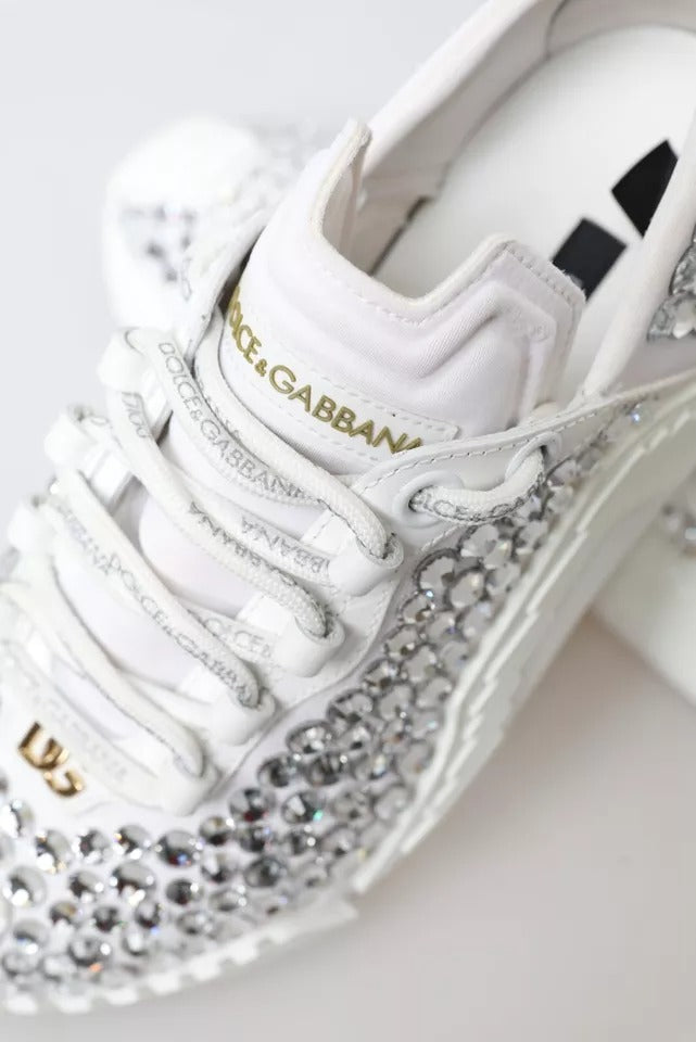 Dolce & Gabbana Embellished White NS1 Canvas & Leather Sneakers for Women