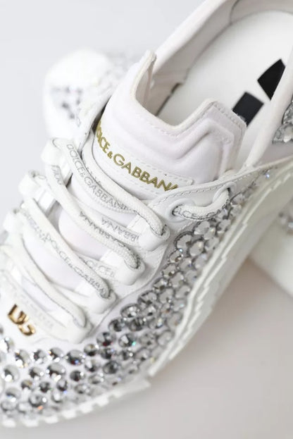 Dolce & Gabbana Embellished White NS1 Canvas & Leather Sneakers for Women
