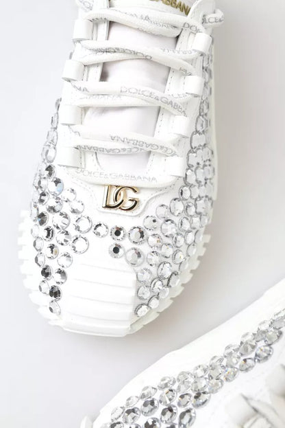 Dolce & Gabbana Embellished White NS1 Canvas & Leather Sneakers for Women