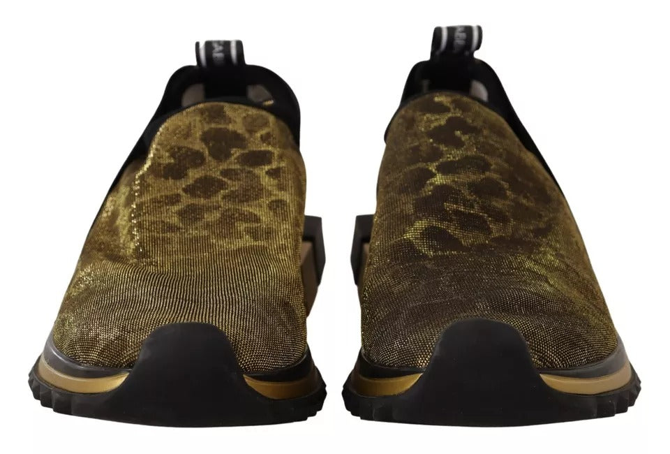 Dolce & Gabbana Women's Gold Glitter Leopard Sorrento Sneakers