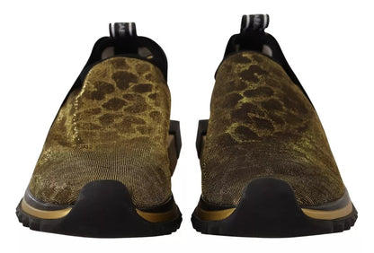 Dolce & Gabbana Women's Gold Glitter Leopard Sorrento Sneakers