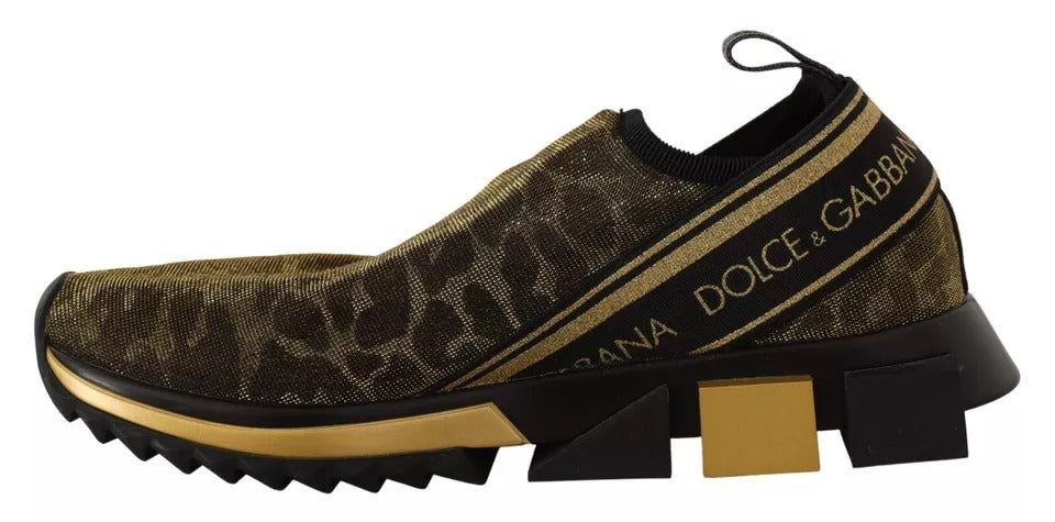 Dolce & Gabbana Women's Gold Glitter Leopard Sorrento Sneakers