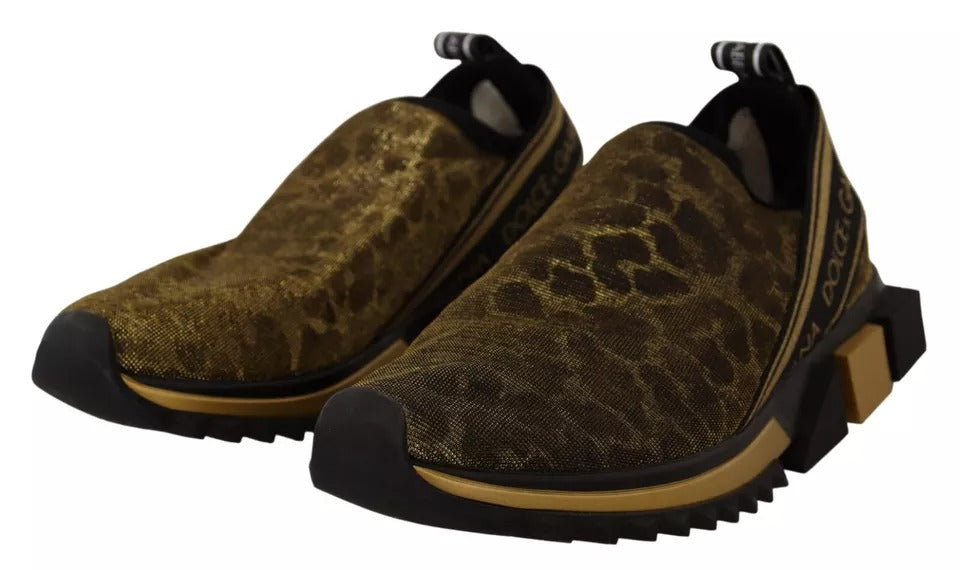 Dolce & Gabbana Women's Gold Glitter Leopard Sorrento Sneakers