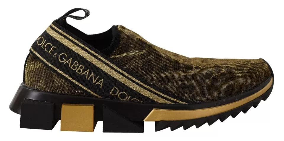 Dolce & Gabbana Women's Gold Glitter Leopard Sorrento Sneakers