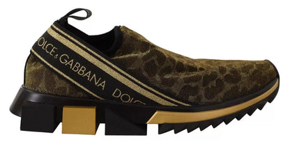 Dolce & Gabbana Women's Gold Glitter Leopard Sorrento Sneakers