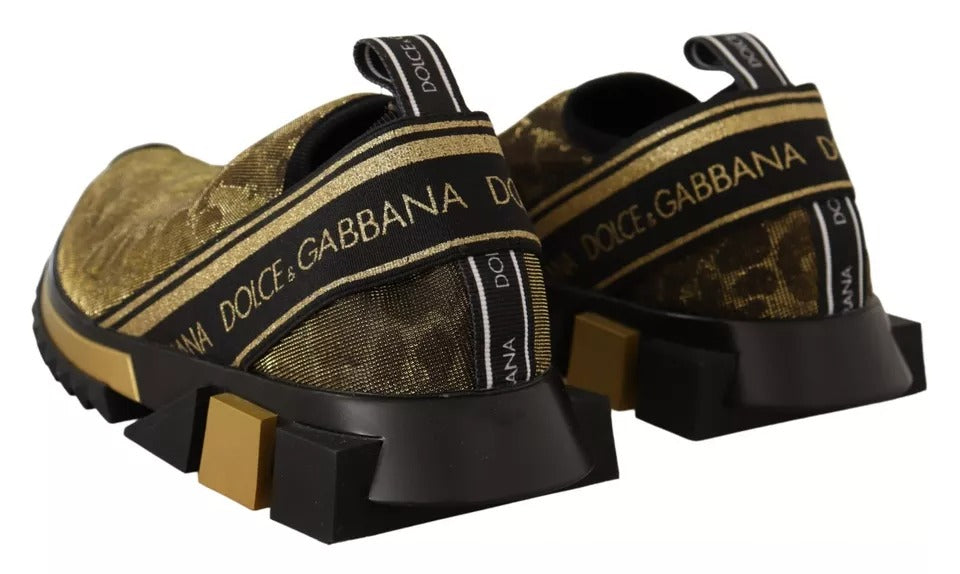 Dolce & Gabbana Women's Gold Glitter Leopard Sorrento Sneakers