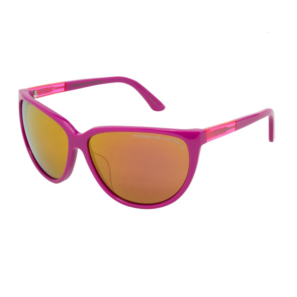 Porsche Women’s Sunglasses – Pink Acetate Frame with Gold Accents, 60mm