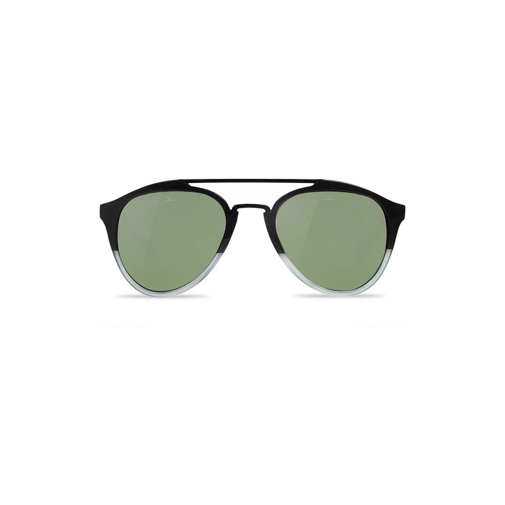 Vuarnet Unisex Sunglasses – Black Acetate Frame with Green Lenses, 56mm