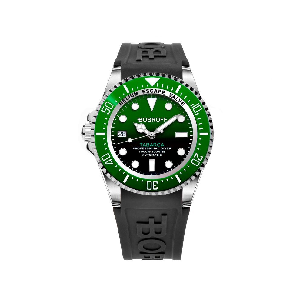 Bobroff Black Rubber Men's Automatic Dive Watch – 44mm