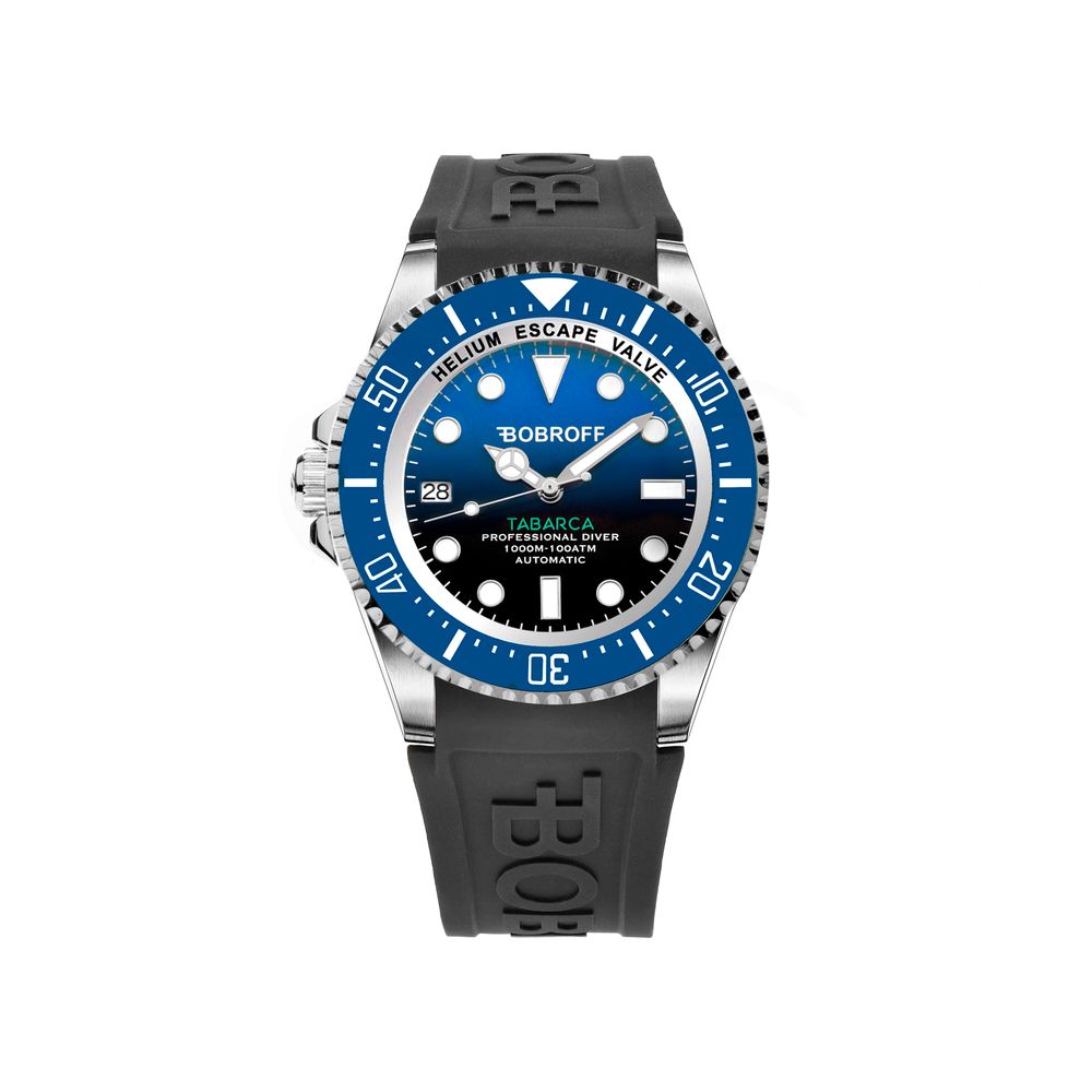 Bobroff Black Rubber Automatic Men's Diving Watch – 44mm