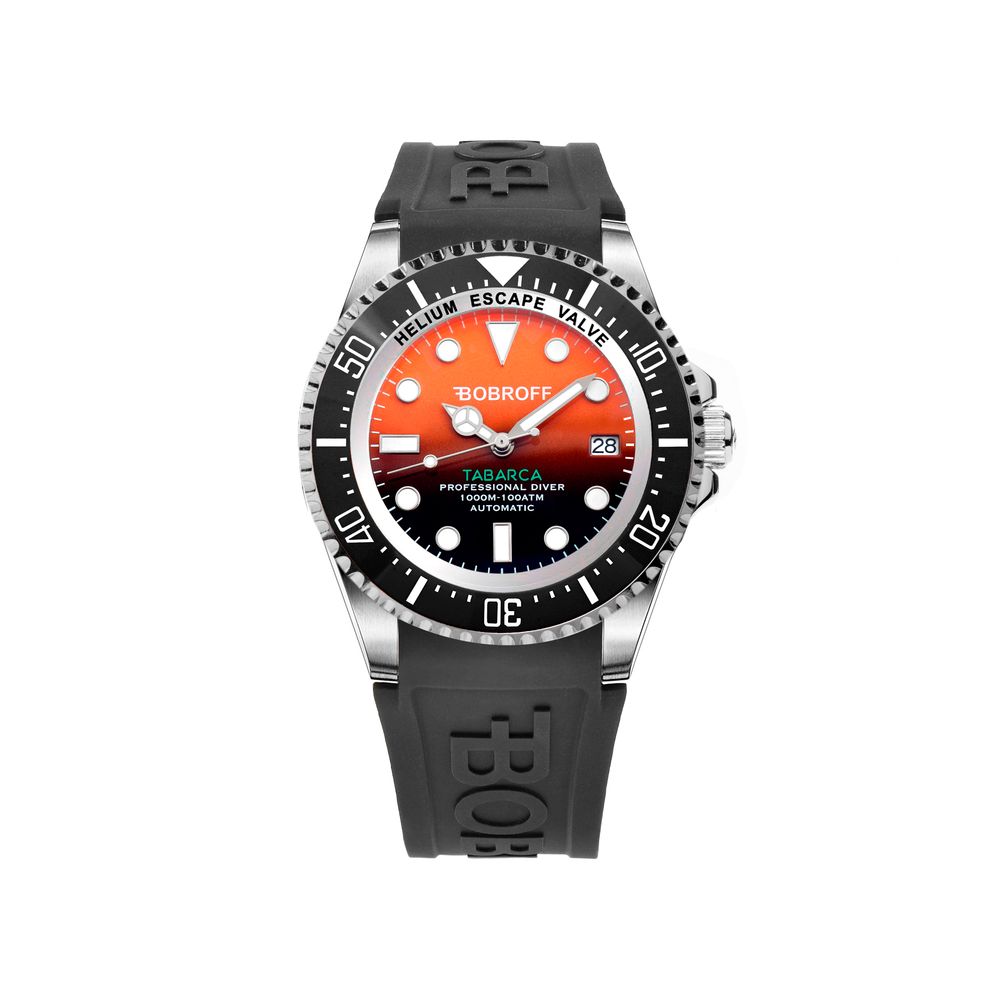 Bobroff Black Rubber Automatic Men's Diving Watch – 44mm