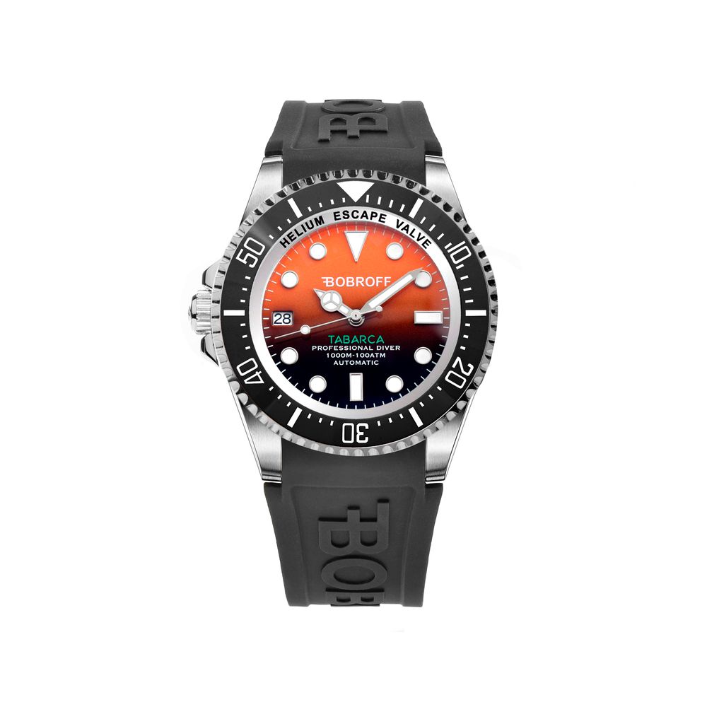Bobroff Black Rubber Watch for Men – 44mm Automatic Diver
