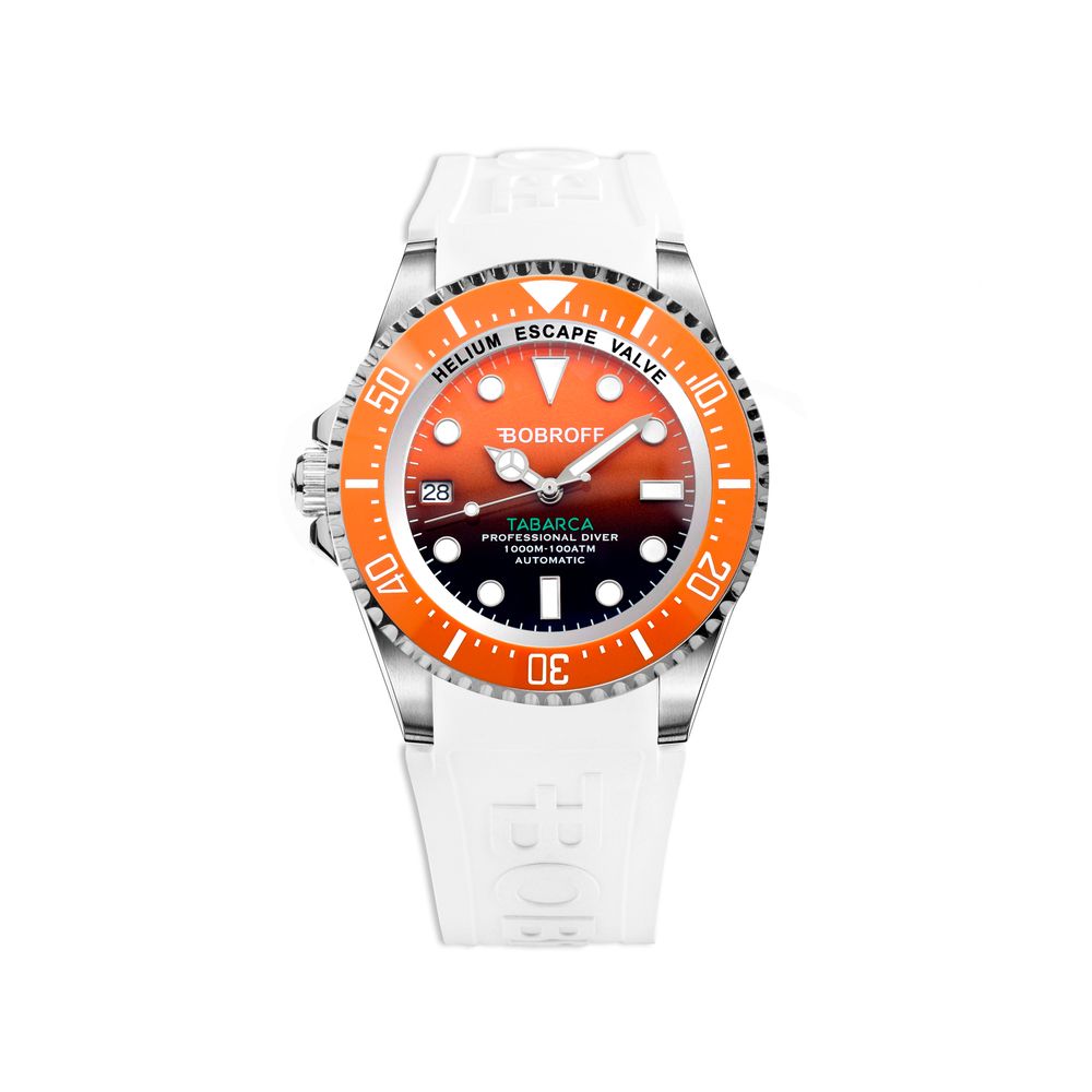 Bobroff White Rubber Watch – Automatic 100ATM Dive Watch