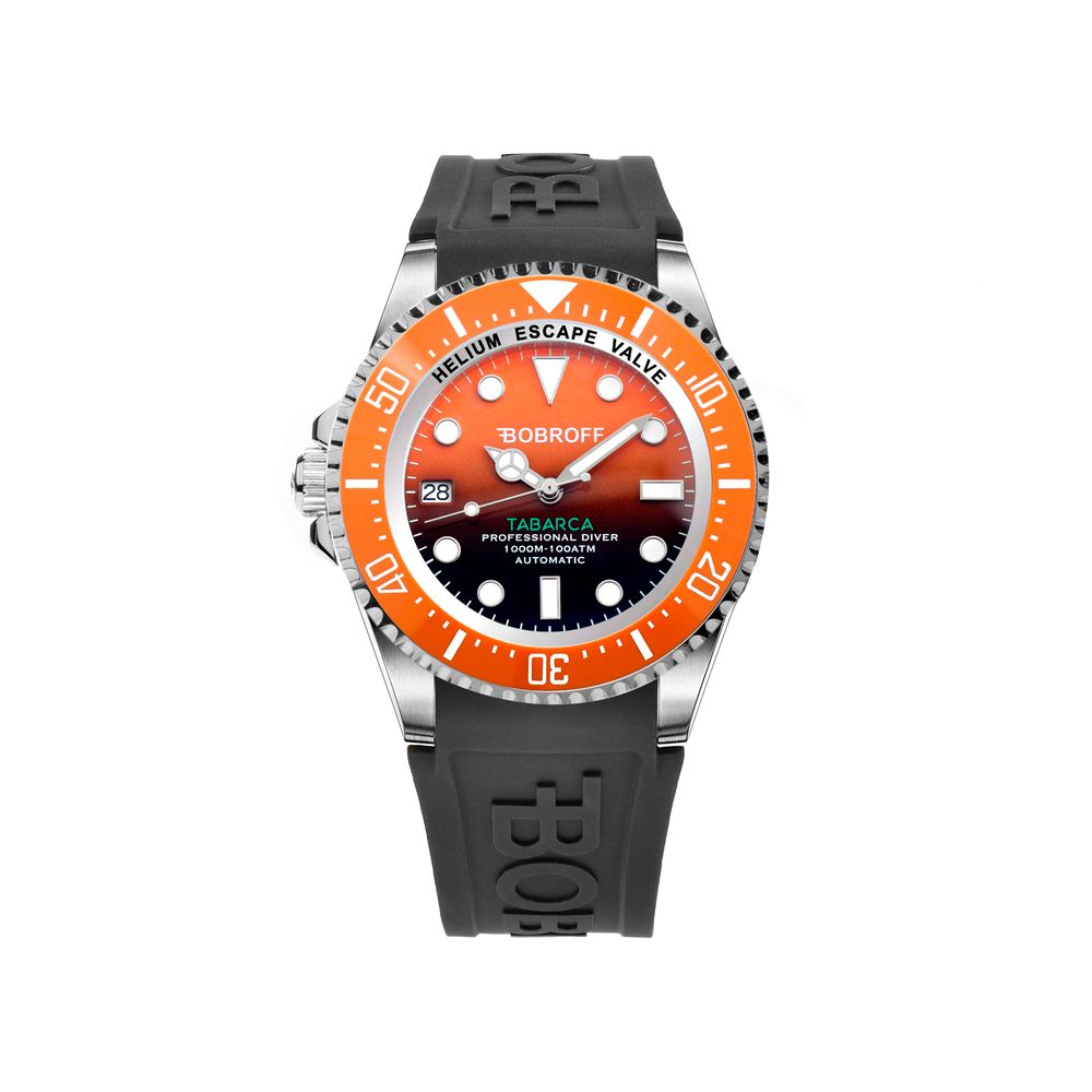 Bobroff Black Rubber Watch – 44mm Automatic Diving Timepiece