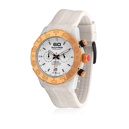 Bultaco Men’s Watch, Analog Dial, White Rubber Strap