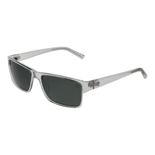 Timberland Men's Transparent Sunglasses – Rectangle Green Lenses, 58mm