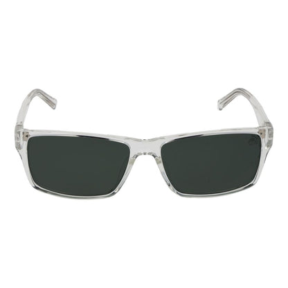 Timberland Men's Transparent Sunglasses – Rectangle Green Lenses, 58mm