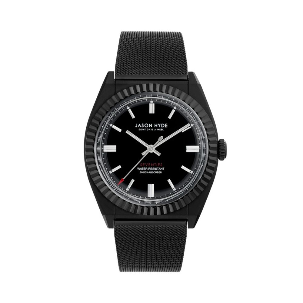Jason Hyde Black Steel Watch for Men