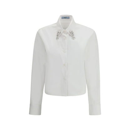 Prada Cropped Cotton Shirt with Jewel Detail