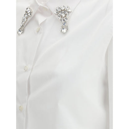 Prada Cropped Cotton Shirt with Jewel Detail