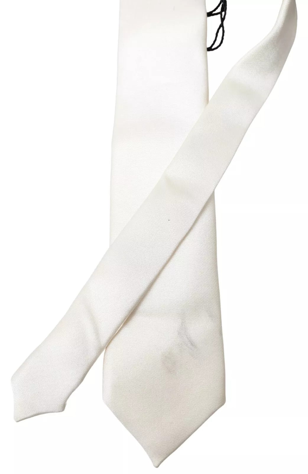 Dolce & Gabbana Off White Satin Silk Classic Necktie for Men