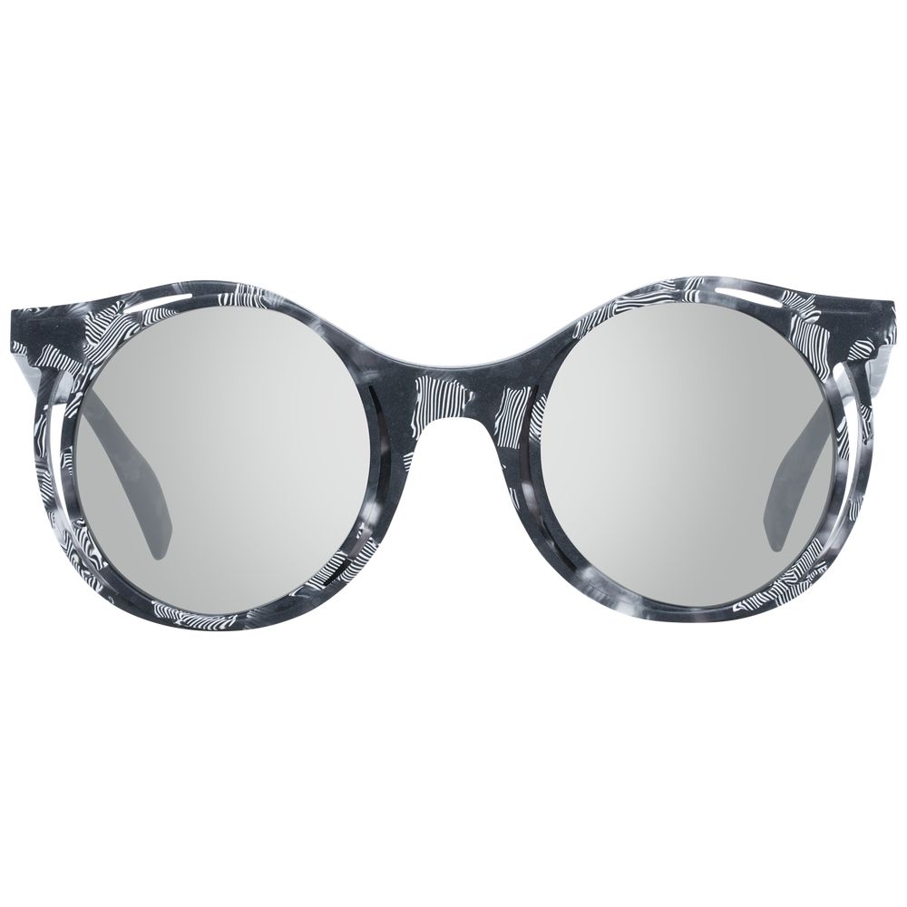 Yohji Yamamoto Men's Sunglasses – Grey Full-Rim Round Frame with Mirrored Grey Lenses, 47mm