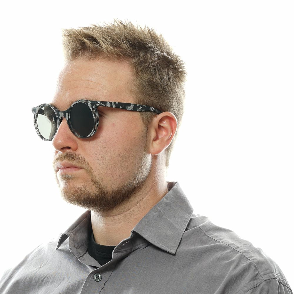 Yohji Yamamoto Men's Sunglasses – Grey Full-Rim Round Frame with Mirrored Grey Lenses, 47mm