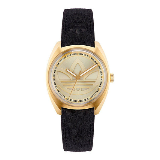 Adidas Black Leather Quartz Watch for Women