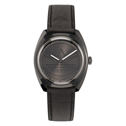 Adidas Black Leather Quartz Watch for Women