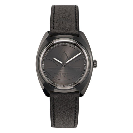 Adidas Black Leather Quartz Watch for Women