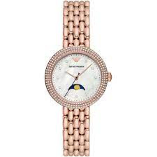 Emporio Armani Women’s Stainless Steel Quartz Watch – 32mm Pink Dial, Pink Bracelet