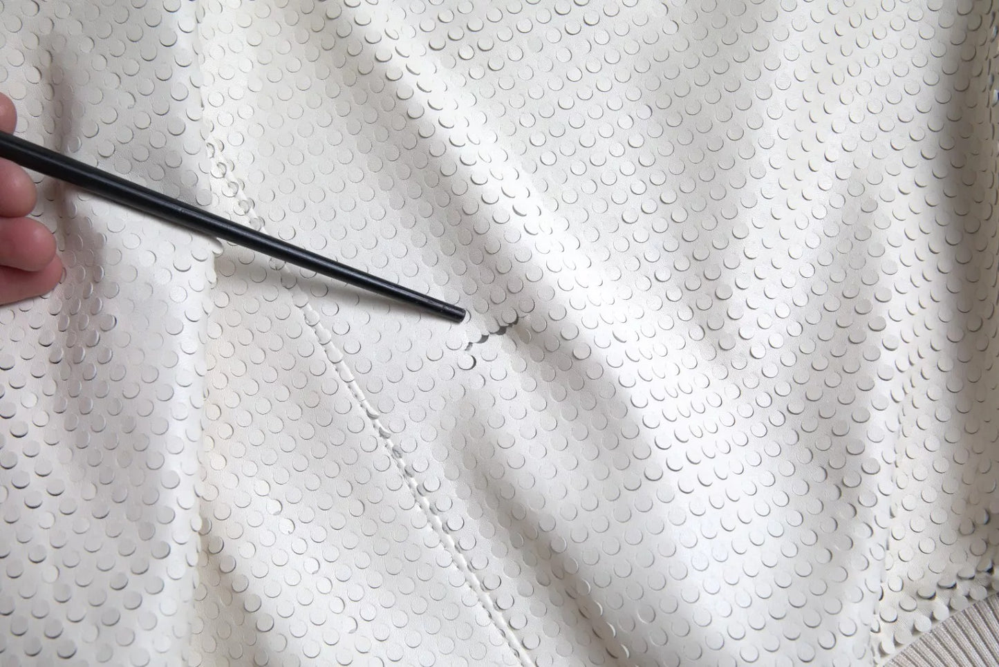 Dolce & Gabbana Off White Leather Perforated Zip-Up Jacket