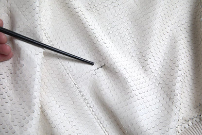 Dolce & Gabbana Off White Leather Perforated Zip-Up Jacket