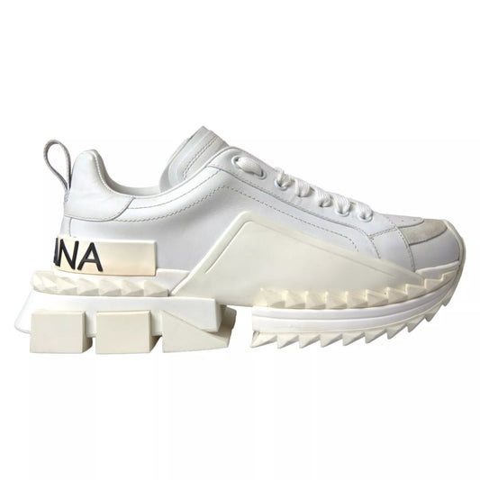 Dolce & Gabbana White Leather Super Queen Women's Sneakers