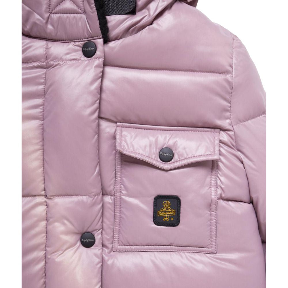 RefrigiWear Long Nylon Down Jacket – Pink
