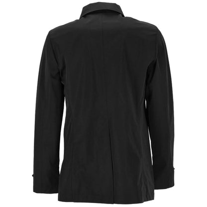 Yes Zee Black Polyester Trench Jacket with Removable Vest