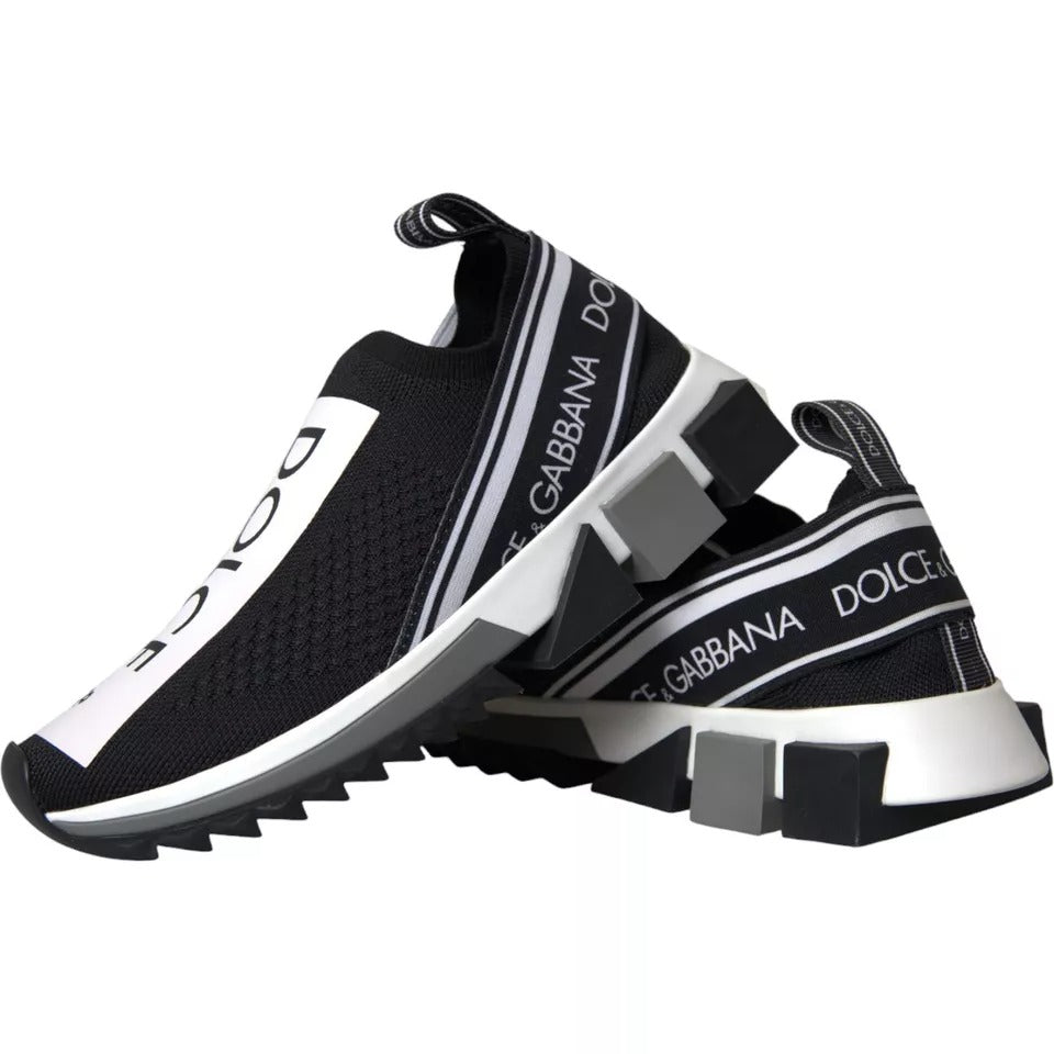 Dolce & Gabbana Women's Black & White Slip On Sorrento Sneakers