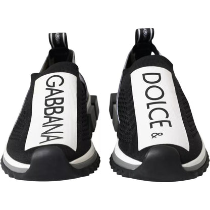 Dolce & Gabbana Women's Black & White Slip On Sorrento Sneakers