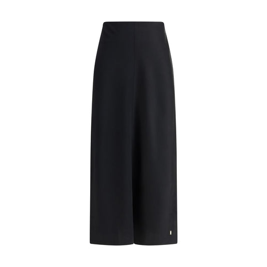 Ami Paris Black Satin Midi Skirt