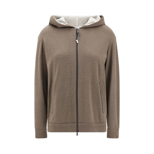 Brunello Cucinelli Cotton Hoodie with Jewel Embellishments