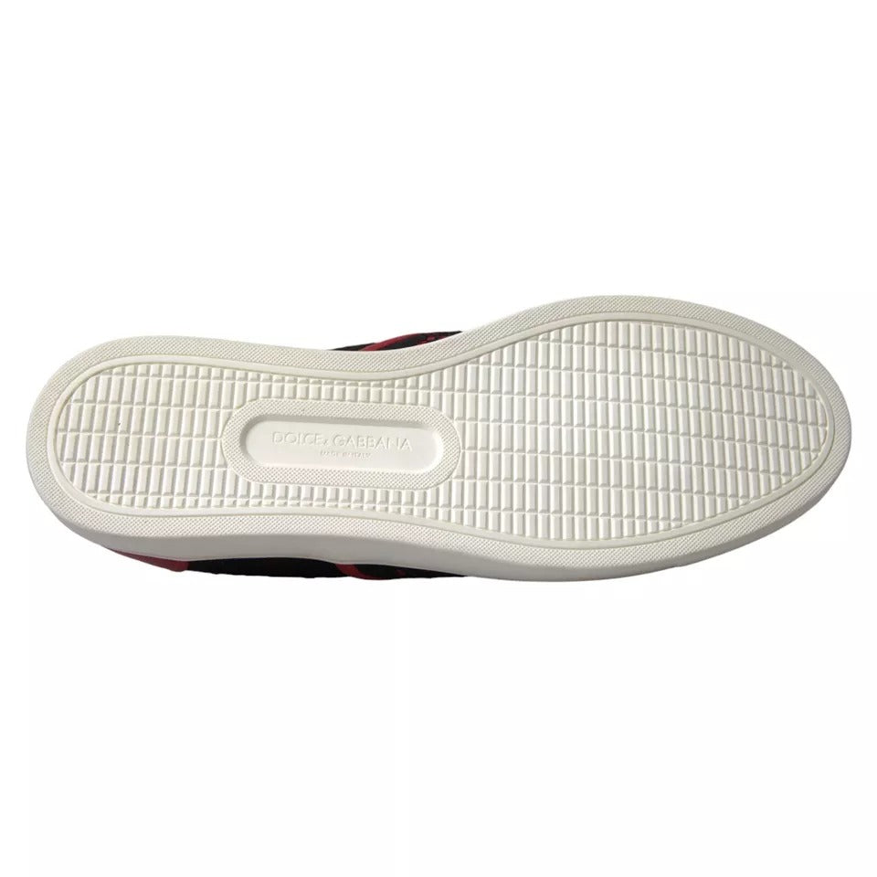 Dolce & Gabbana Black & Red Lace Slip On Low Top Sneakers