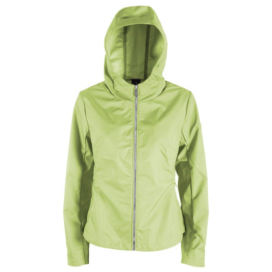Yes Zee Green Polyester Jacket with Hood