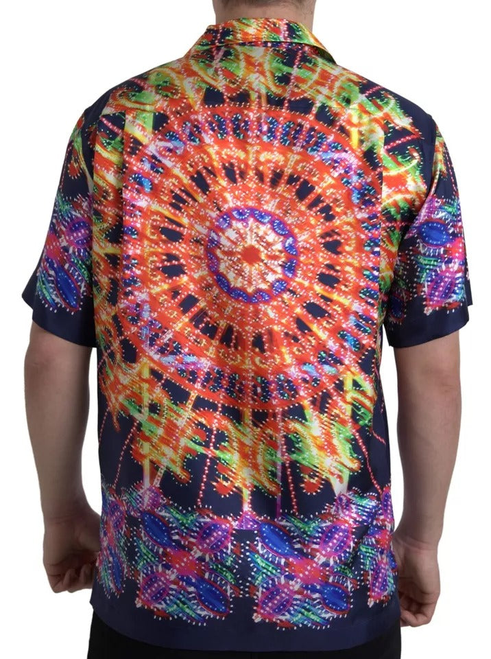 Dolce & Gabbana Multicolour Luminarie Print Men's Silk Shirt