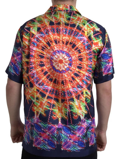 Dolce & Gabbana Multicolour Luminarie Print Men's Silk Shirt