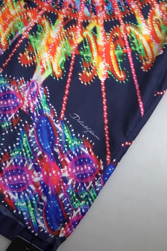Dolce & Gabbana Multicolour Luminarie Print Men's Silk Shirt