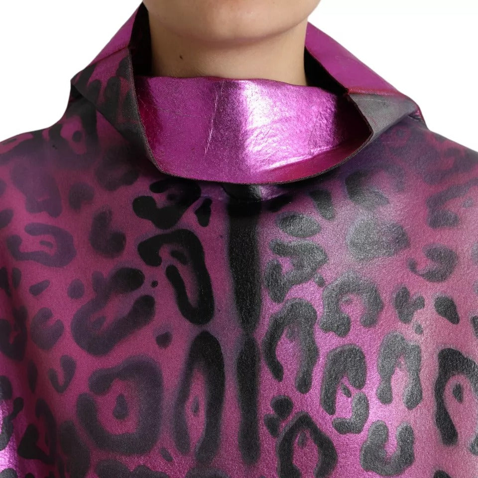 Dolce & Gabbana Pink Leopard Print Shift Midi Dress