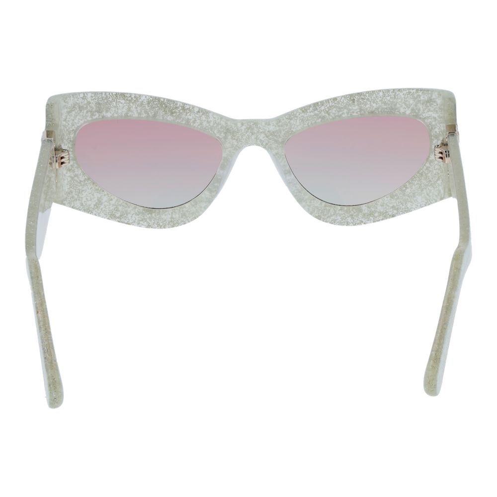 GCDS Unisex Sunglasses – Silver Cat Eye Frame with Burgundy Mirrored Lenses, 54mm
